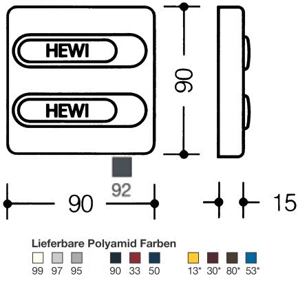 HEWI 685.1.21 92 Polyamid Klingelplatte mit zweifach Tasten anthrazitgrau